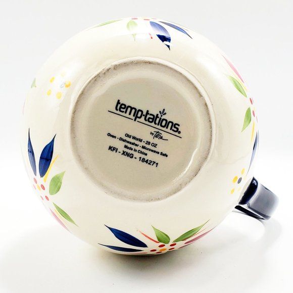 Temptations by Tara Old World Blue 28 oz Pitcher Ceramic Micro & Oven Dishwasher - Picture 6 of 6